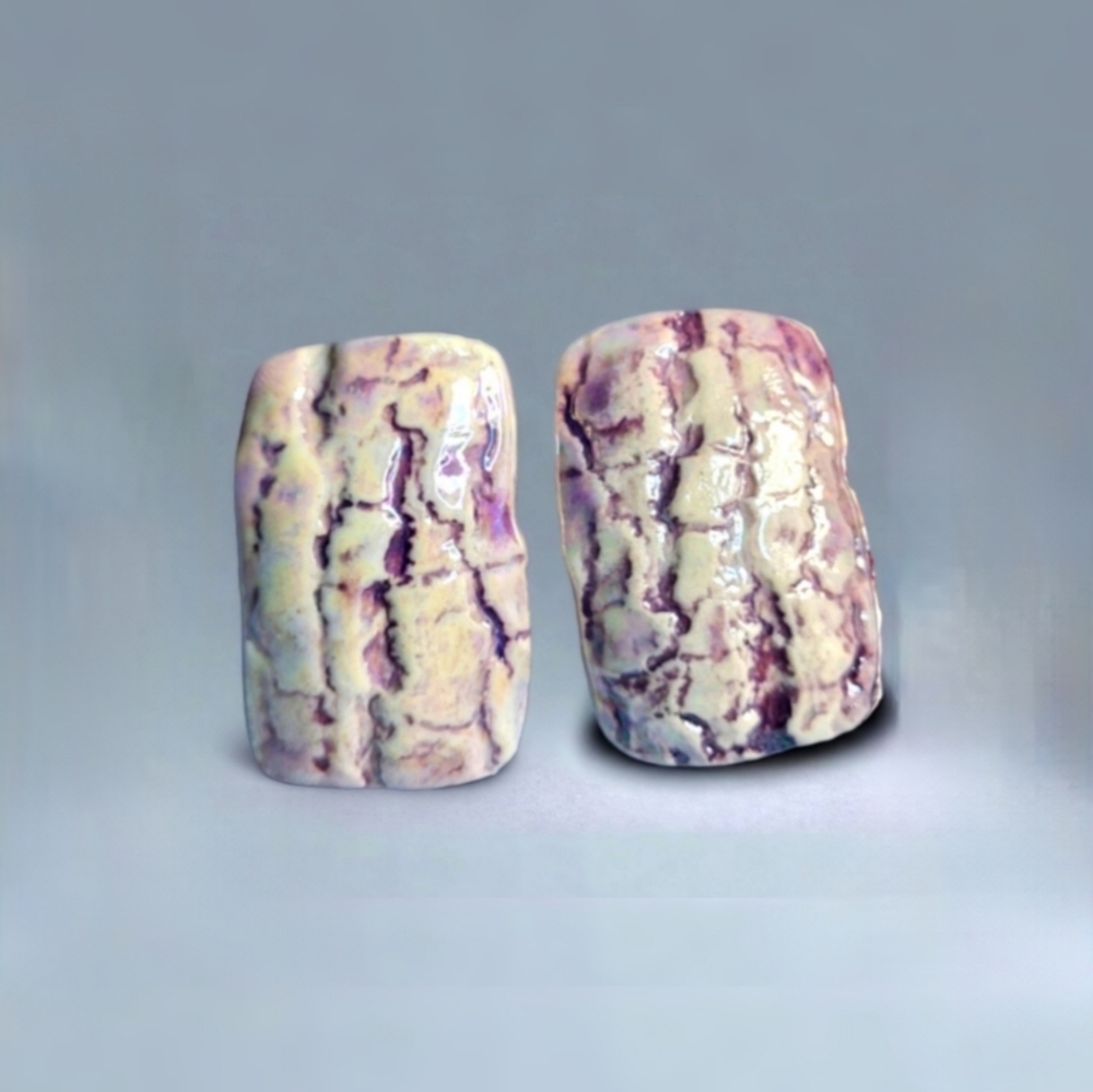 Vintage Ceramic/Porcelain Textured Glazed Stud Earrings